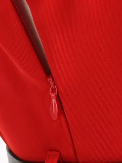 Robe longue rouge sans manches à col Claudine et coupe trapèze pour femme style vintage chic