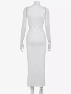 Robe longue sexy sans manches à découpes pour soirée 2026