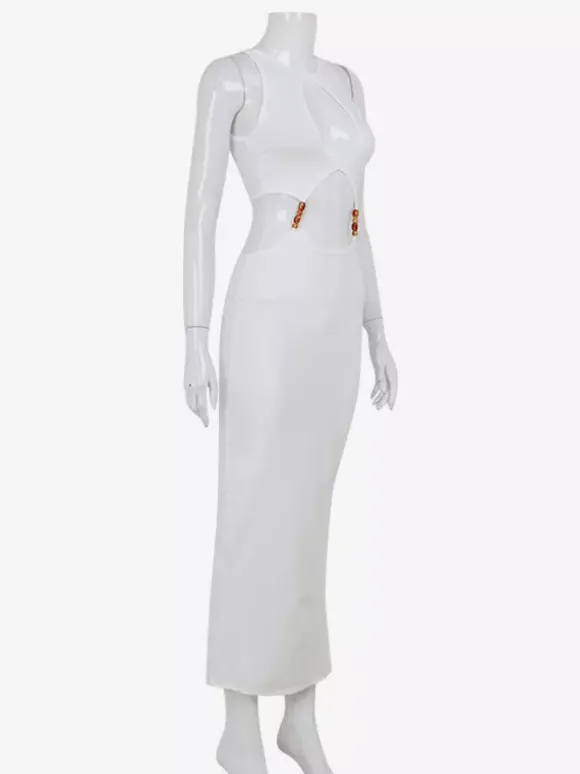 Robe longue sexy sans manches à découpes pour soirée 2026