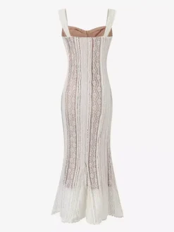 Robe longue sirène sans manches en dentelle avec bustier pour femme 2026