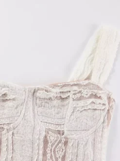Robe longue sirène sans manches en dentelle avec bustier pour femme 2026
