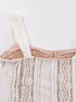 Robe longue sirène sans manches en dentelle avec bustier pour femme 2026