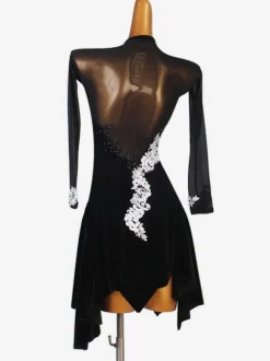 Robe Lycra Spandex Latin Danse Costume Noir Femmes