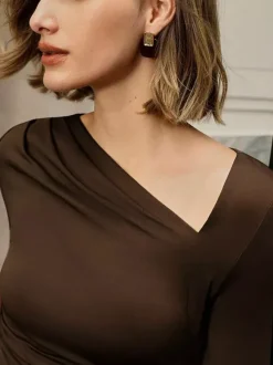 Robe maxi asymétrique à manches longues pour femme 2026