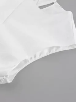 Robe maxi de tous les jours pour femme sans manches col rond taille naturelle élégante robe blanche