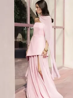 Robe maxi sans manches à col halter et ourlet asymétrique superposé pour femme 2026