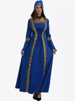 Robe médiévale grande taille pour femme style Renaissance vintage à lacets pour Halloween