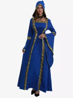 Robe médiévale grande taille pour femme style Renaissance vintage à lacets pour Halloween