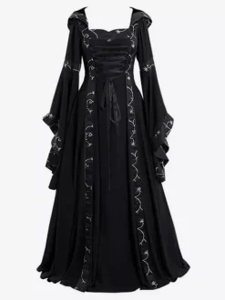 Robe médiévale grande taille pour femme style Renaissance vintage à lacets pour Halloween