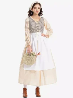 Robe médiévale Renaissance pour femme déguisement de servante villageoise