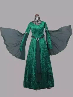 Robe médiévale Renaissance pour femme robe longue à lacets réglables style rétro irlandais costume d'Halloween