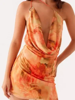 Robe midi en mousseline imprimée à fleurs bretelles chics col sans manches idéale pour l'été au quotidien.