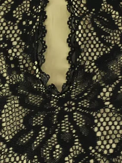 Robe midi moulante en dentelle pour femme - Robe fourreau noire vintage à manches cloche et fente au dos - Idéale pour un cocktail de printemps 2026
