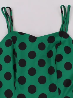 Robe midi trapèze vintage à pois pour femme - Robe d'été rockabilly trapèze ceinturée années 50 - Idéale pour les fêtes d'été 2026