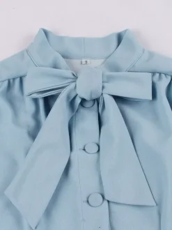 Robe midi vintage années 1950 pour femme - Col n艙ud manches courtes coupe évasée style rockabilly - Idéale pour une garden-party (2026)