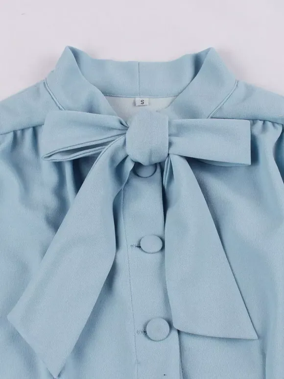 Robe midi vintage années 1950 pour femme - Col n艙ud manches courtes coupe évasée style rockabilly - Idéale pour une garden-party (2026)