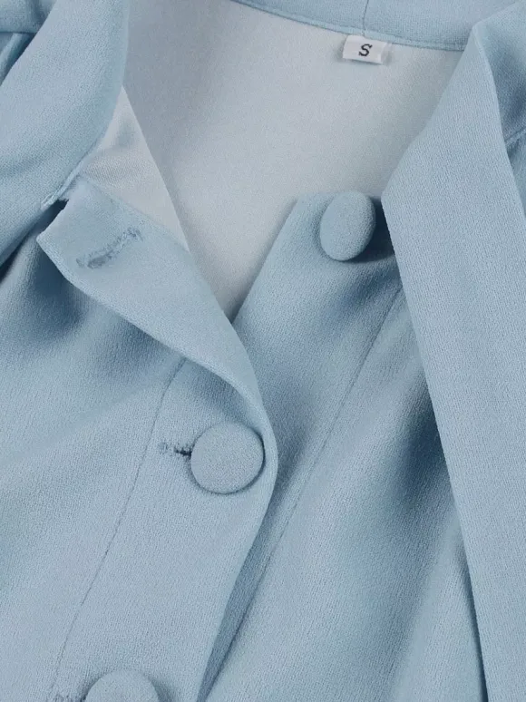 Robe midi vintage années 1950 pour femme - Col n艙ud manches courtes coupe évasée style rockabilly - Idéale pour une garden-party (2026)