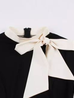 Robe midi vintage années 1950 pour femme - Robe trapèze imprimée à col n艙ud papillon - Idéale pour un thé printanier (2026)