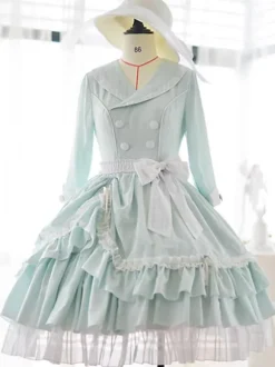 Robe Mignonne Lolita Polyester Manches 3/4 Volants Robe Douce Robe Lolita