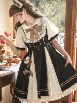 Robe Mignonne Lolita Robe À Manches Courtes En Polyester Robe Lolita Style Académique