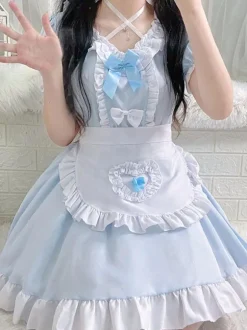 Robe Mignonne Maid Lolita Robe à manches courtes en polyester