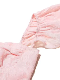 Robe mi-longue en jacquard floral rose pâle avec manches papillon coupe trapèze pour femme 2026