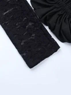 Robe mini en dentelle à épaules dénudées pour femme - Coupe moulante drapée sur le côté - Tenues de soirée printanières 2026