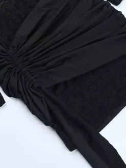Robe mini en dentelle à épaules dénudées pour femme - Coupe moulante drapée sur le côté - Tenues de soirée printanières 2026