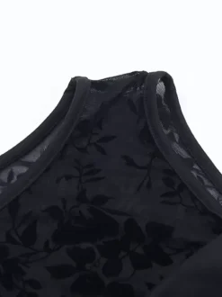 Robe mini en maille florale pour femme - Robe moulante sexy transparente et froncée - Style Y2K tenue de soirée estivale 2026