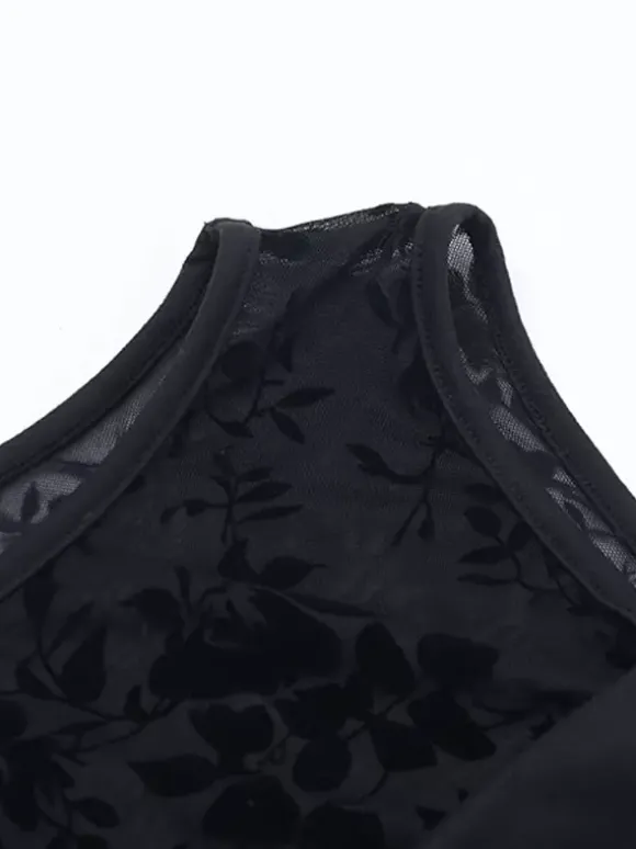 Robe mini en maille florale pour femme - Robe moulante sexy transparente et froncée - Style Y2K tenue de soirée estivale 2026