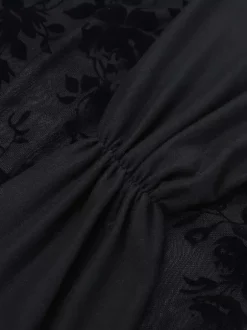 Robe mini en maille florale pour femme - Robe moulante sexy transparente et froncée - Style Y2K tenue de soirée estivale 2026