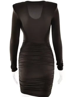 Robe mini froncée moderne à décolleté en V profond pour femme 2026