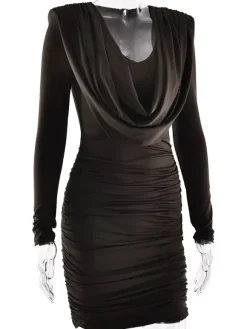 Robe mini froncée moderne à décolleté en V profond pour femme 2026