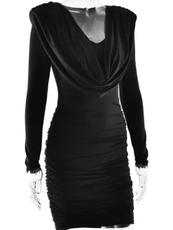 Robe mini froncée moderne à décolleté en V profond pour femme 2026