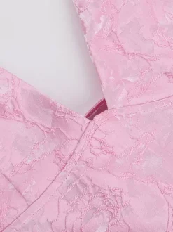 Robe mini jacquard dos nu à col halter pour femme - Robe patineuse trapèze dos nu avec grands n艙uds - Fête d'anniversaire d'été 2026