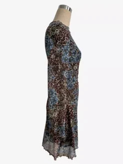 Robe mini léopard à imprimé floral et fente manches évasées collection femme 2026