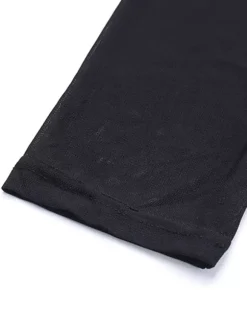 Robe mini à manches en résille pour femme - Noir élégant col montant bouffant style patineuse - Soirée cocktail printemps-été 2026