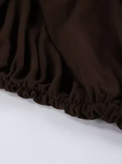 Robe moulante chic couleur café pour femme - Coupe mini à manches longues et fronces sexy - Tenue minimaliste pour le printemps 2026