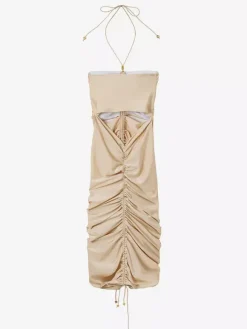 Robe moulante dos nu sexy à découpes pour femme tenue de club mi-longue 2026