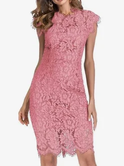 Robe moulante en dentelle pour anniversaire sans manches décolleté conçu robe fourreau mi-longue robe crayon décontractée 2026