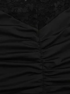 Robe moulante en dentelle transparente ajourée pour femme - Robe fourreau mini froncée style gothique chic noir - Idéale pour une soirée d'été 2026