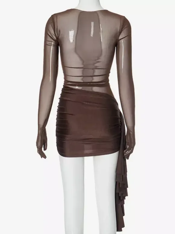 Robe moulante gantée Mini robe de club sexy en maille pour femmes 2026
