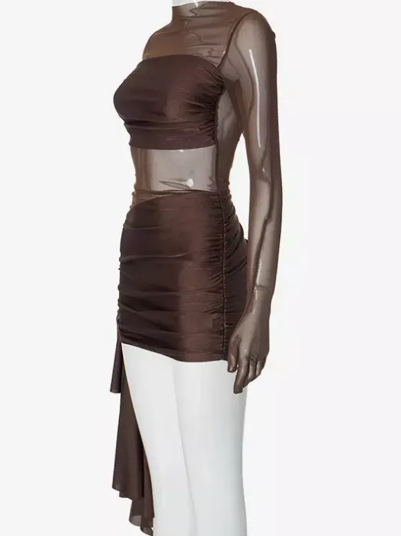 Robe moulante gantée Mini robe de club sexy en maille pour femmes 2026
