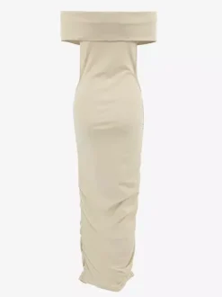 Robe moulante à épaules dénudées coupe ajustée élégante semi-formelle robe longue froncée pour femmes 2026