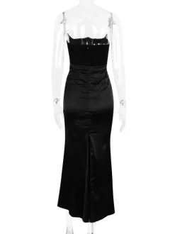 Robe Moulante Plissée Chic Sans Bretelles Irrégulière Sexy Robe Fourreau