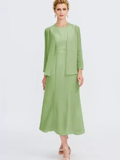 Robe mère à col bijou sans manches ligne a robes d'invitées de mariage perlées