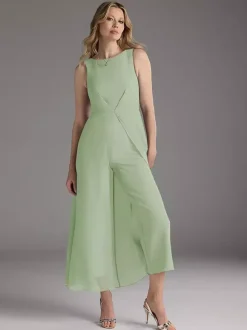 Robe mère de la mariée col bijou sans manches deux pièces plissée longueur thé robes d'invitées pour mariage