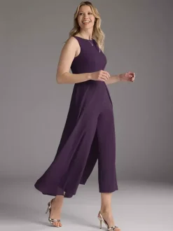 Robe mère de la mariée col bijou sans manches deux pièces plissée longueur thé robes d'invitées pour mariage