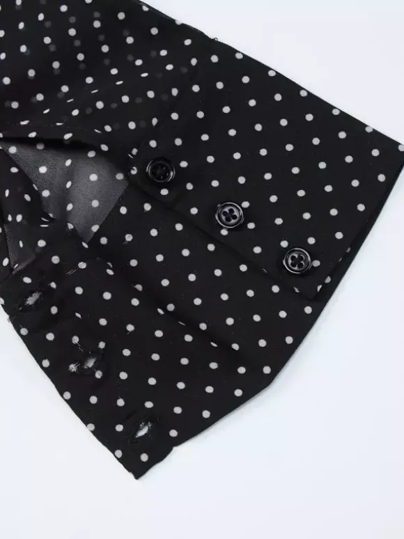 Robe noire décontractée mini plissée à manches longues et col en V pour une soirée en amoureux