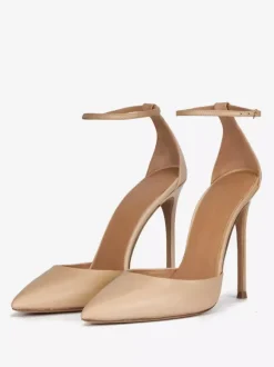Robe noire à talons hauts bout pointu talon aiguille bride à la cheville escarpins
